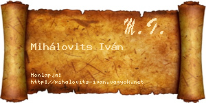 Mihálovits Iván névjegykártya